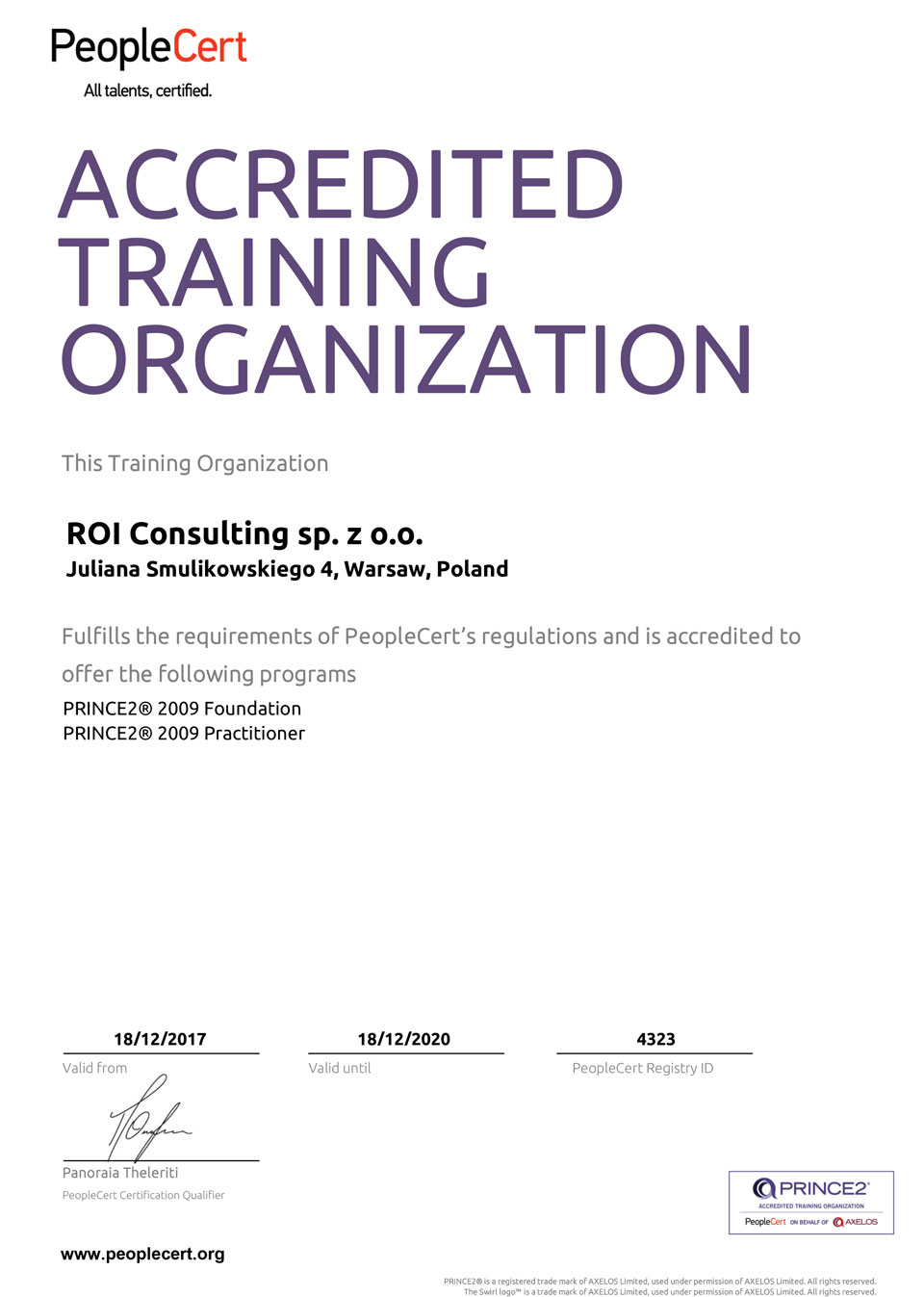 Accredited Training Organization PRINCE2